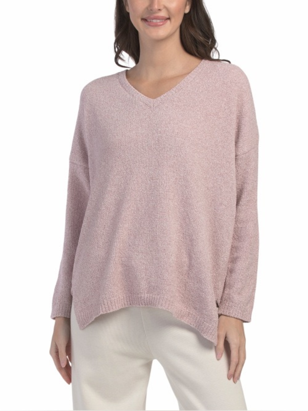 N by Natori Aura Super Soft Teddy V-Neck Long Sleeve Top
